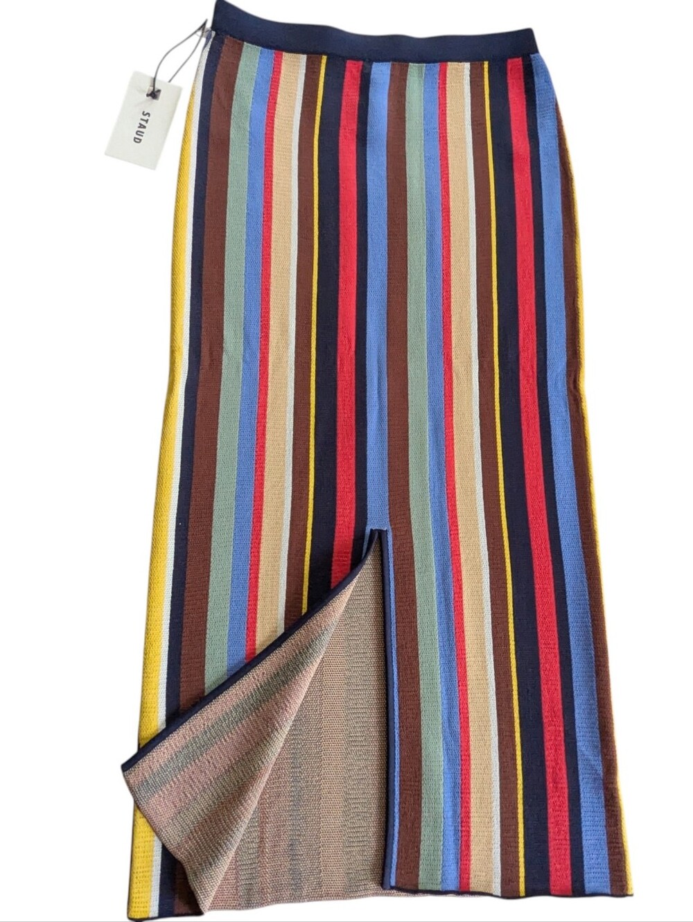 STAUD Striped Midi Skirt Size Medium - Picture 3 of 7